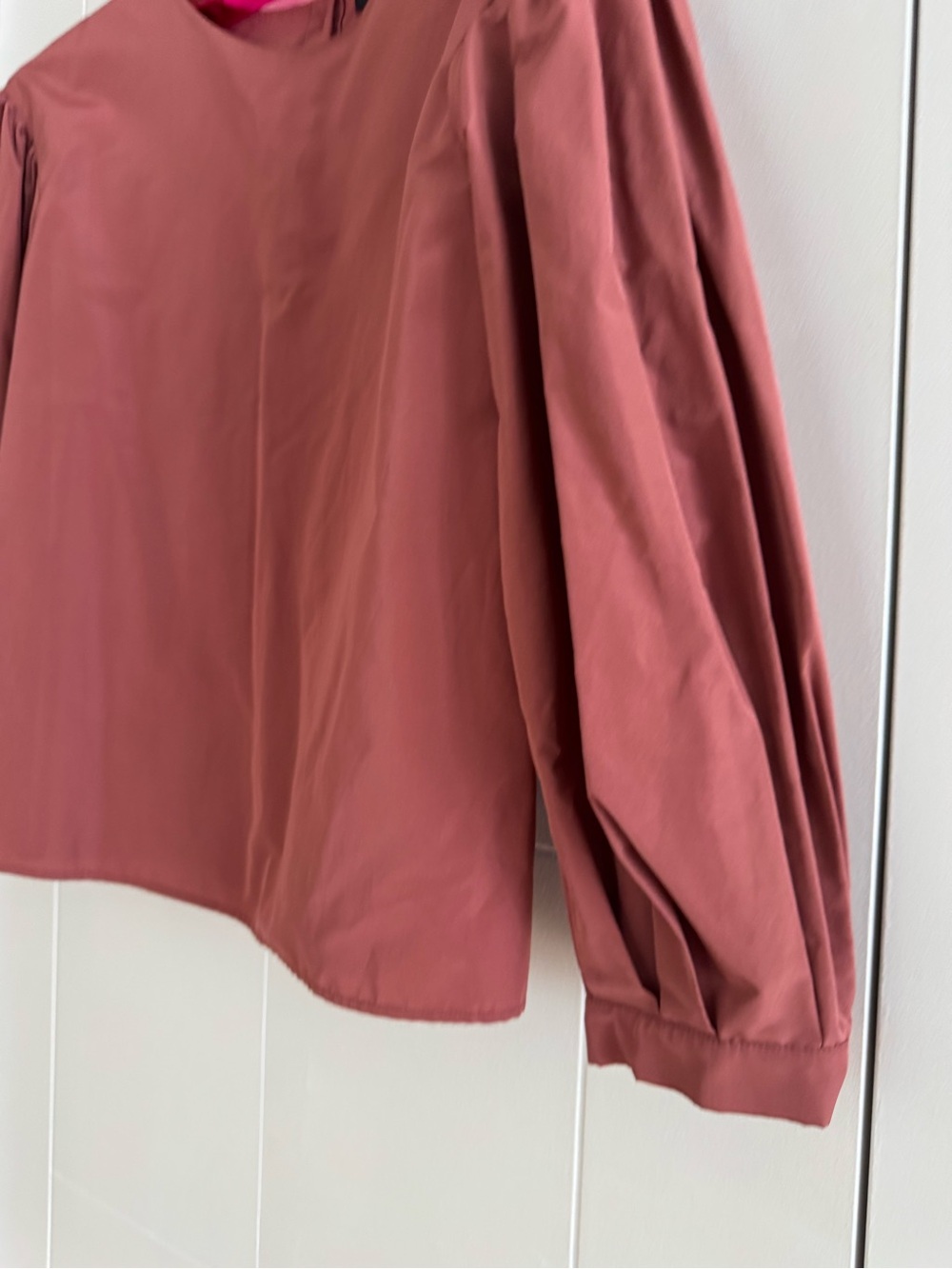 MAX MARA WEEKEND Taffeta Puff Sleeve Blouse - NEW - Brick Color - Size 8